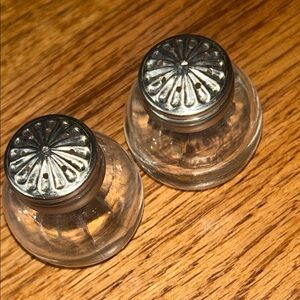 Vintage Mini Antique Glass Salt and Pepper Shakers